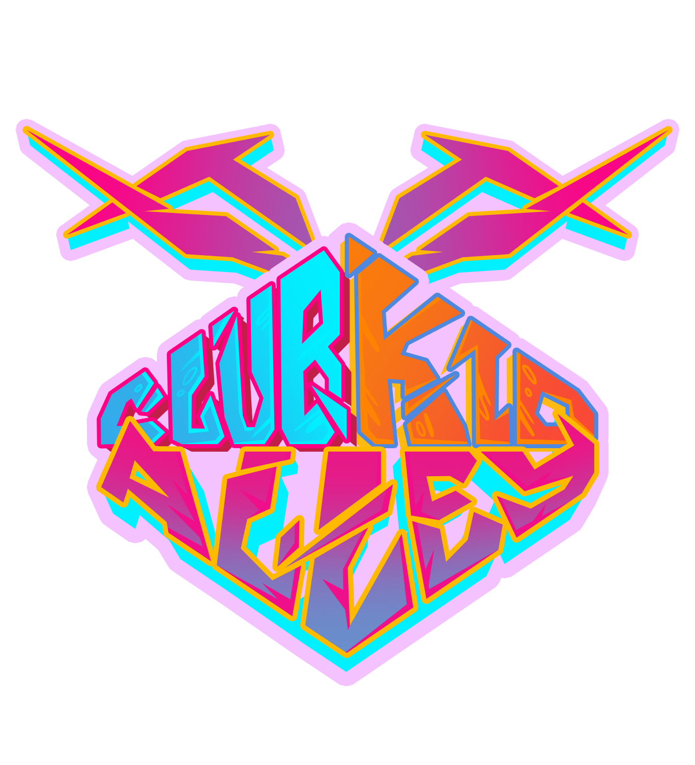 The Club Kid Alley graphic rendered in bright graffiti script